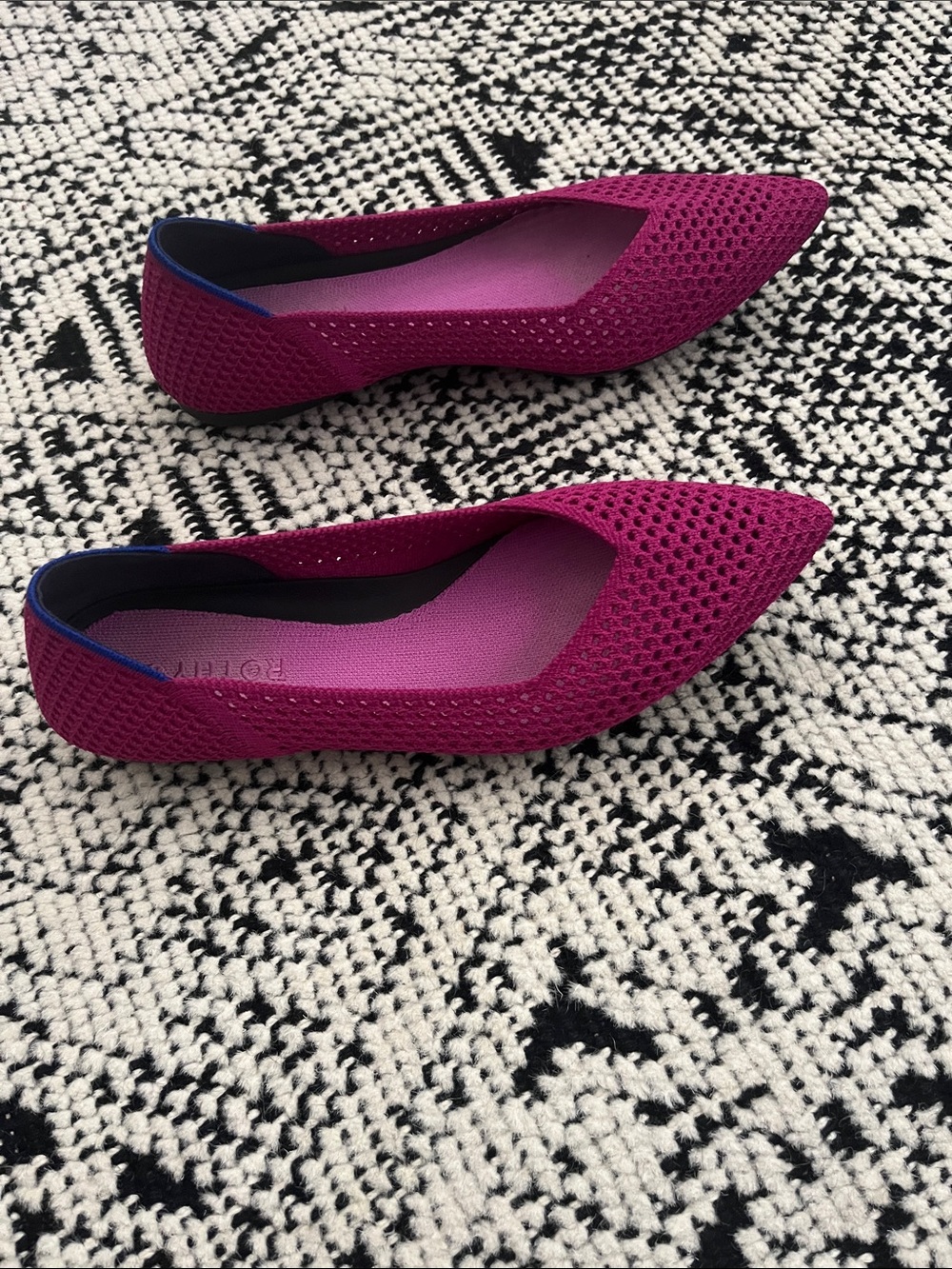 Rothy's Pointed Knit Flats in Fuchsia Pink